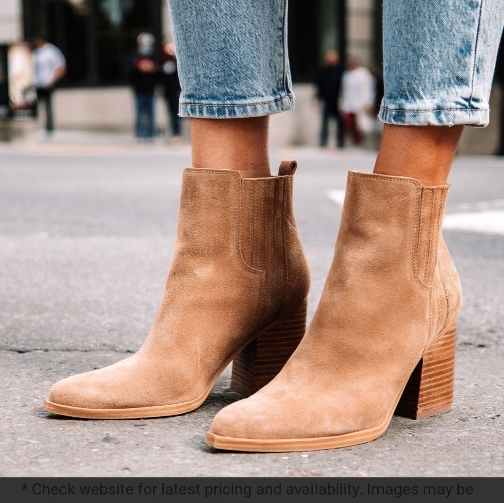 Marc Fisher Oshay Taupe Suede Pointed Toe Ankle Booties Size 6 - Picture 5 of 16